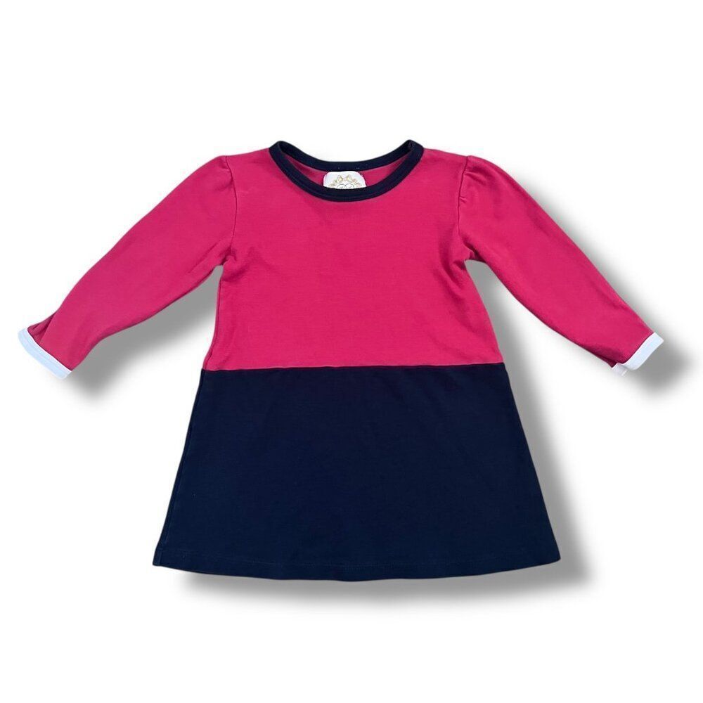 The Beaufort Bonnet Company Red Navy Color Block Long Sleeve Dress Size 18-24M